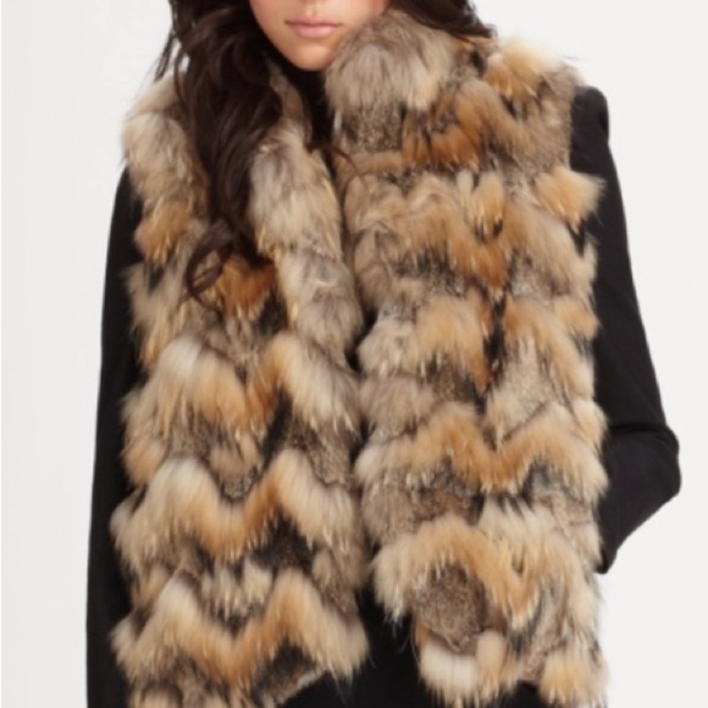 Theory Zeila Shayga Brown Fur Vest NWOT
